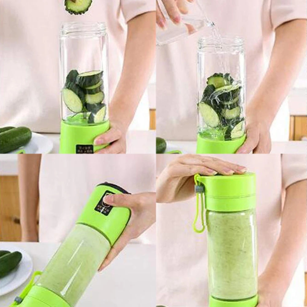 4 Blade Portable Electric Blender USB Rechargeable 500ml Juicer Cup Fruit Smoothie Maker