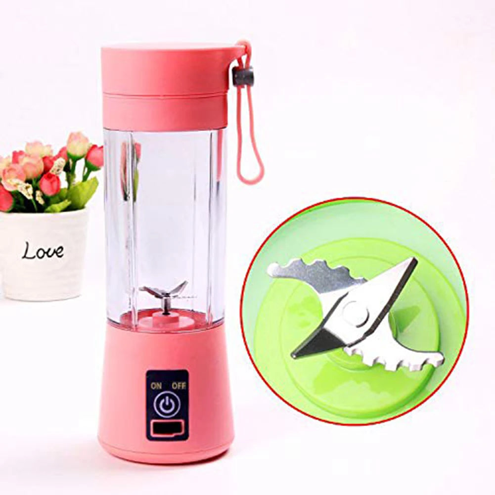 4 Blade Portable Electric Blender USB Rechargeable 500ml Juicer Cup Fruit Smoothie Maker