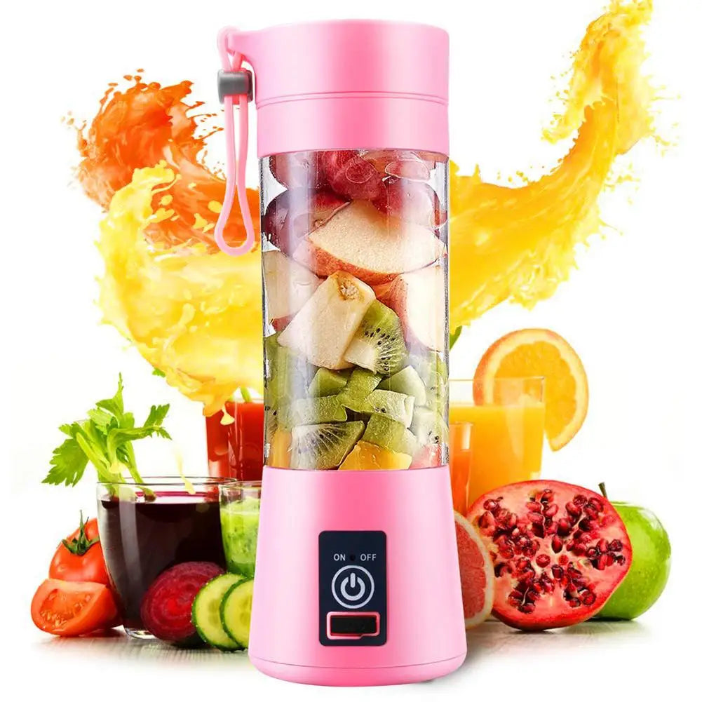 4 Blade Portable Electric Blender USB Rechargeable 500ml Juicer Cup Fruit Smoothie Maker